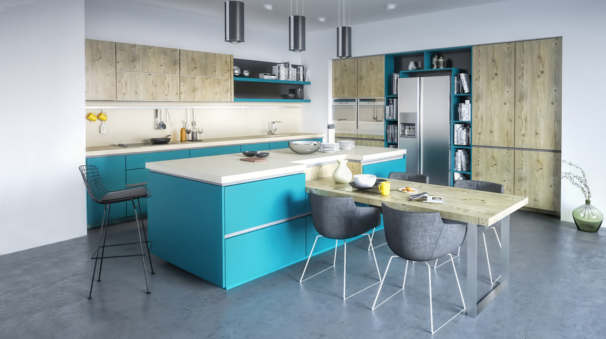 gola blue handle-less kitchen